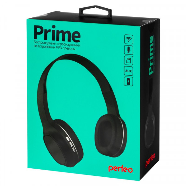 Гарнитура Perfeo PRIME (Полноразмерная) Стерео Black,Беспроводная MP3 Плеер