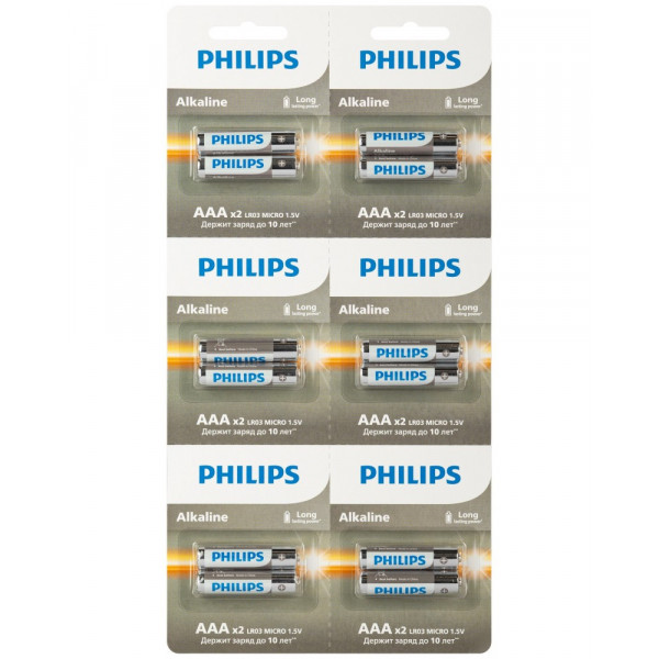 Батарейка PHILIPS LR03 ААА Alkaline Entry 1,5V