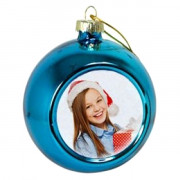 Ёлочный шар с фото. Цветной, голубой