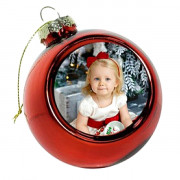 Ёлочный шар с фото. Цветной, красный
