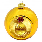 Ёлочный шар с фото. Цветной, желтый