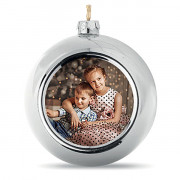 Ёлочный шар с фото. Цветной, серебро