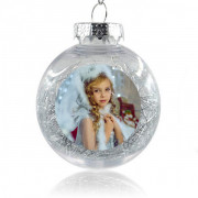Ёлочный шар с фото. Наполнитель - мишура, серебро
