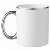 Кружка белая с серебряной ручкой и окантовкой